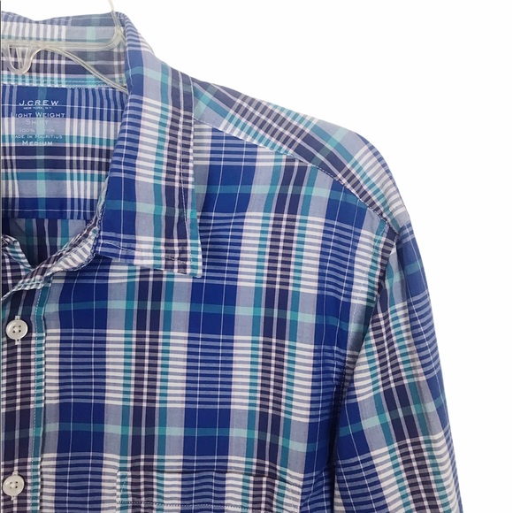 J Crew Blue Plaid Button Down Shirt Cotton Medium - Picture 3 of 6